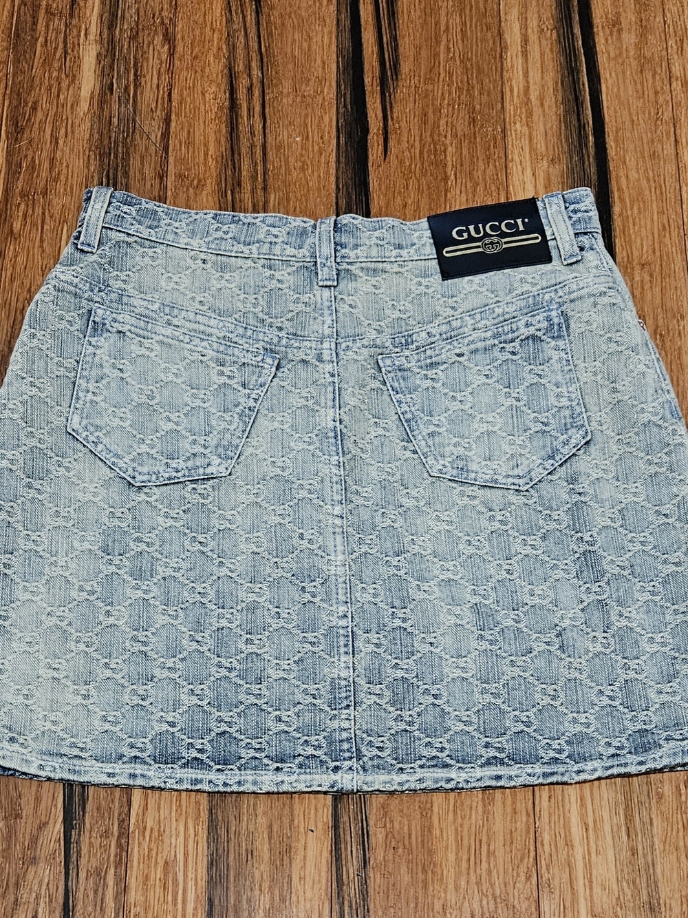Gucci Light Blue Monogram Denim Mini Skirt Size 40 - Picture 3 of 5